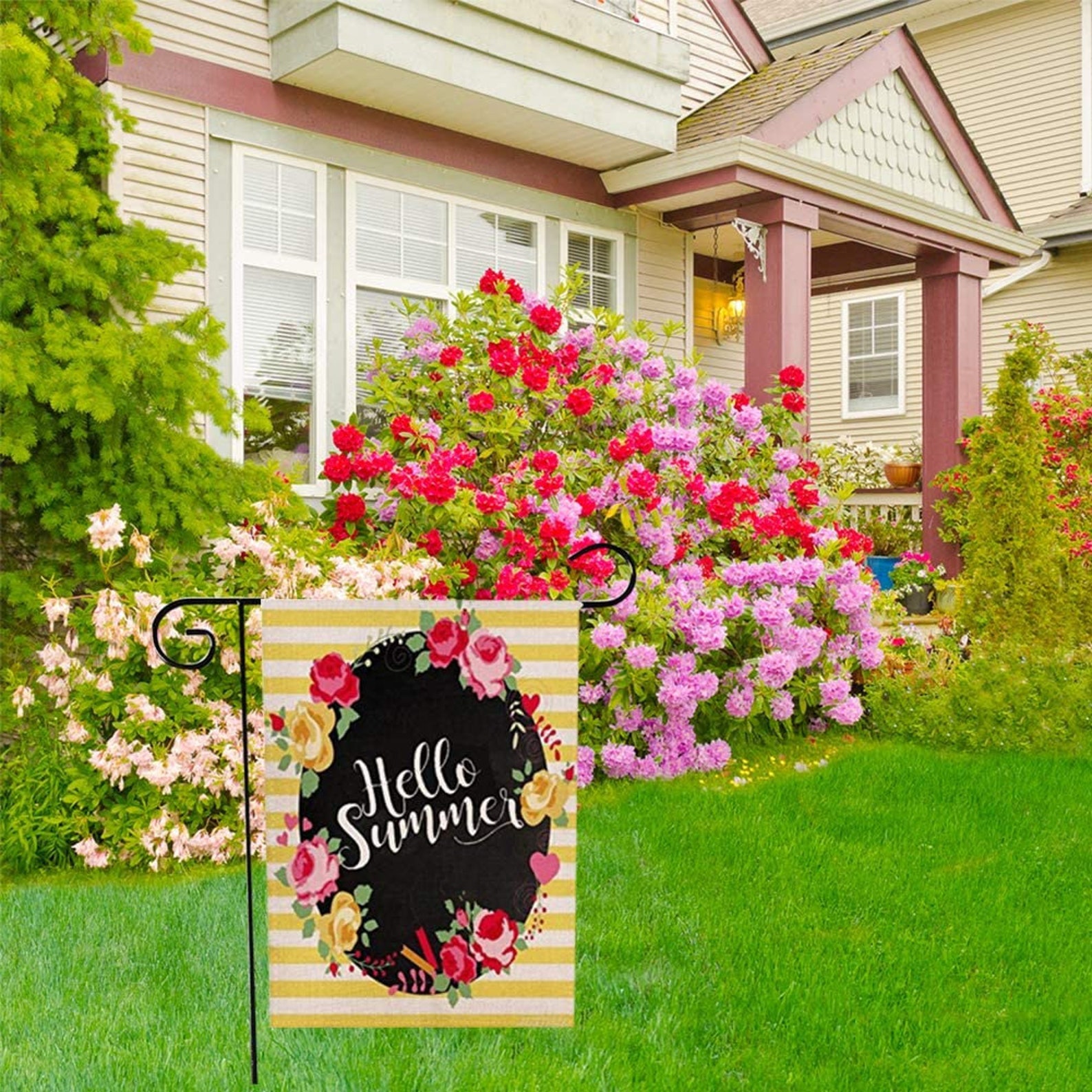 Hello Summer Garden Flag Double Sided Decorative House Yard Etsy