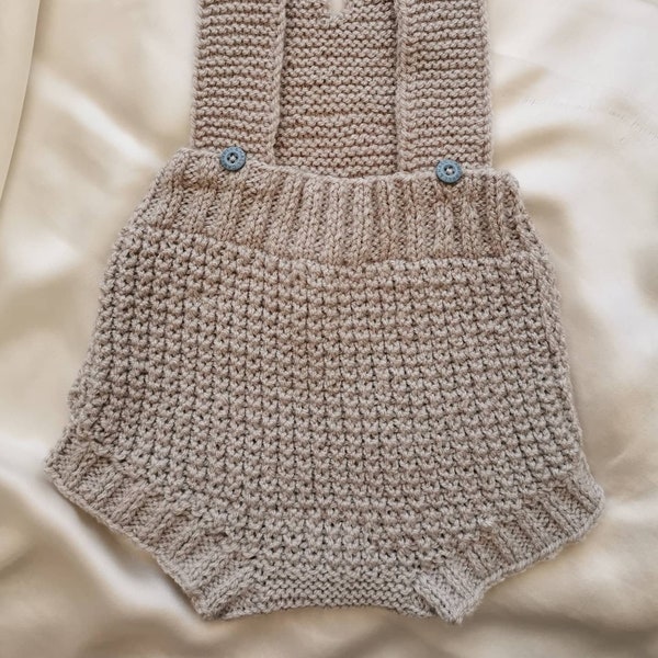 barboteuse grise/Grenouillère grise/Salopette grise/Salopette tricot/Barboteuse tricot/Grenouillère tricot /Tricot bébé/Layette/Handmade