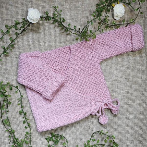 Brassière bébé rose/Gilet bébé/Cardigan bébé/tricot bébé/tricot bébé fille/ baby knit