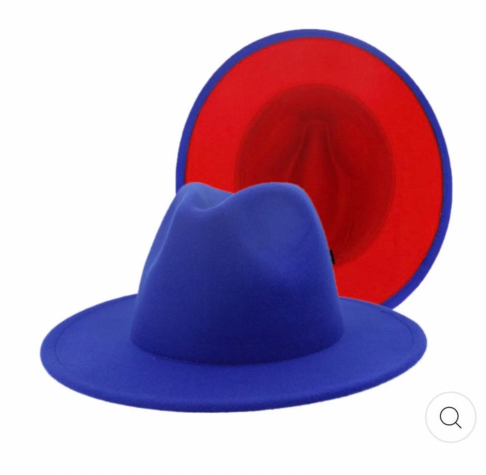 BLUE FEDORA HAT WITH RED INTERIOR Bruno Capelo Empire Red Bottom Straw Fedora Hat | DAPPERFAM main image 3
