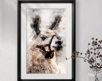 Watercolour Llama Print |Painting Wall Art |Home Decor |Poster |Artwork |Animals |Alpaca |Watercolour Wildlife |Watercolor |Print