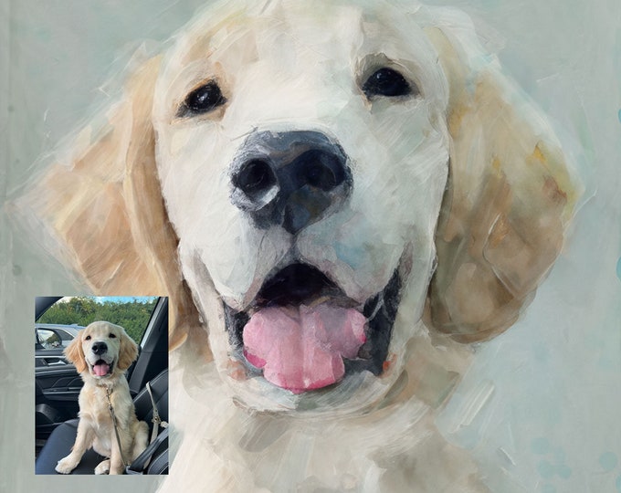 Custom Pet Portrait| Mix of Oil Painting & Watercolor Style | Digital | Dog Cat Portrait from Photo| Personalized| Memorial|Valentine's gift