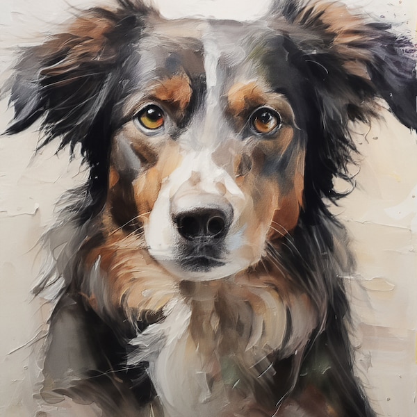 Custom Pet Portrait| Mix of Oil Painting & Watercolor Style | Digital | Dog Cat Portrait from Photo| Personalized| Memorial| Mother's Day