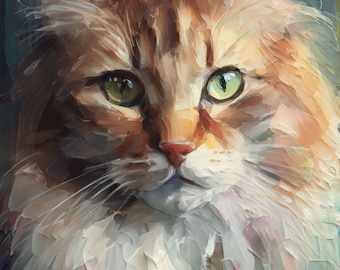 Custom Pet Portrait| Mix of Oil Painting & Watercolor Style | Digital | Dog Cat Portrait from Photo| Personalized| Memorial|Father&#39;s Day