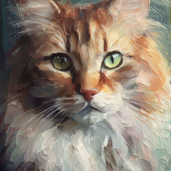 Custom Pet Portrait| Mix of Oil Painting & Watercolor Style | Digital | Dog Cat Portrait from Photo| Personalized| Memorial| Mother's Day