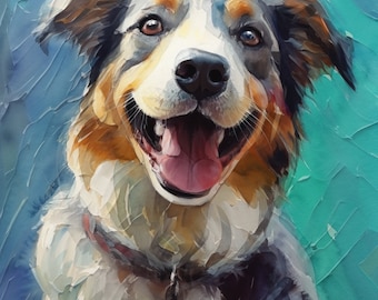 Custom Pet Portrait| Mix of Oil Painting & Watercolor Style | Digital | Dog Cat Portrait from Photo| Personalized| Memorial|Father&#39;s Day