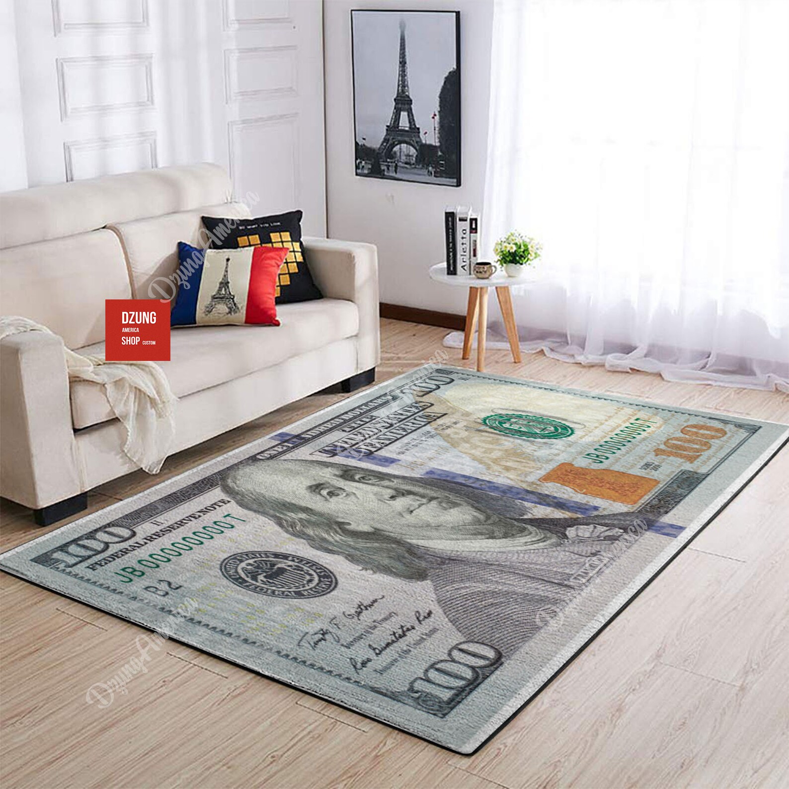 100 Dollar Bill Rug Money Rug Unique Money Rug Dollar Etsy
