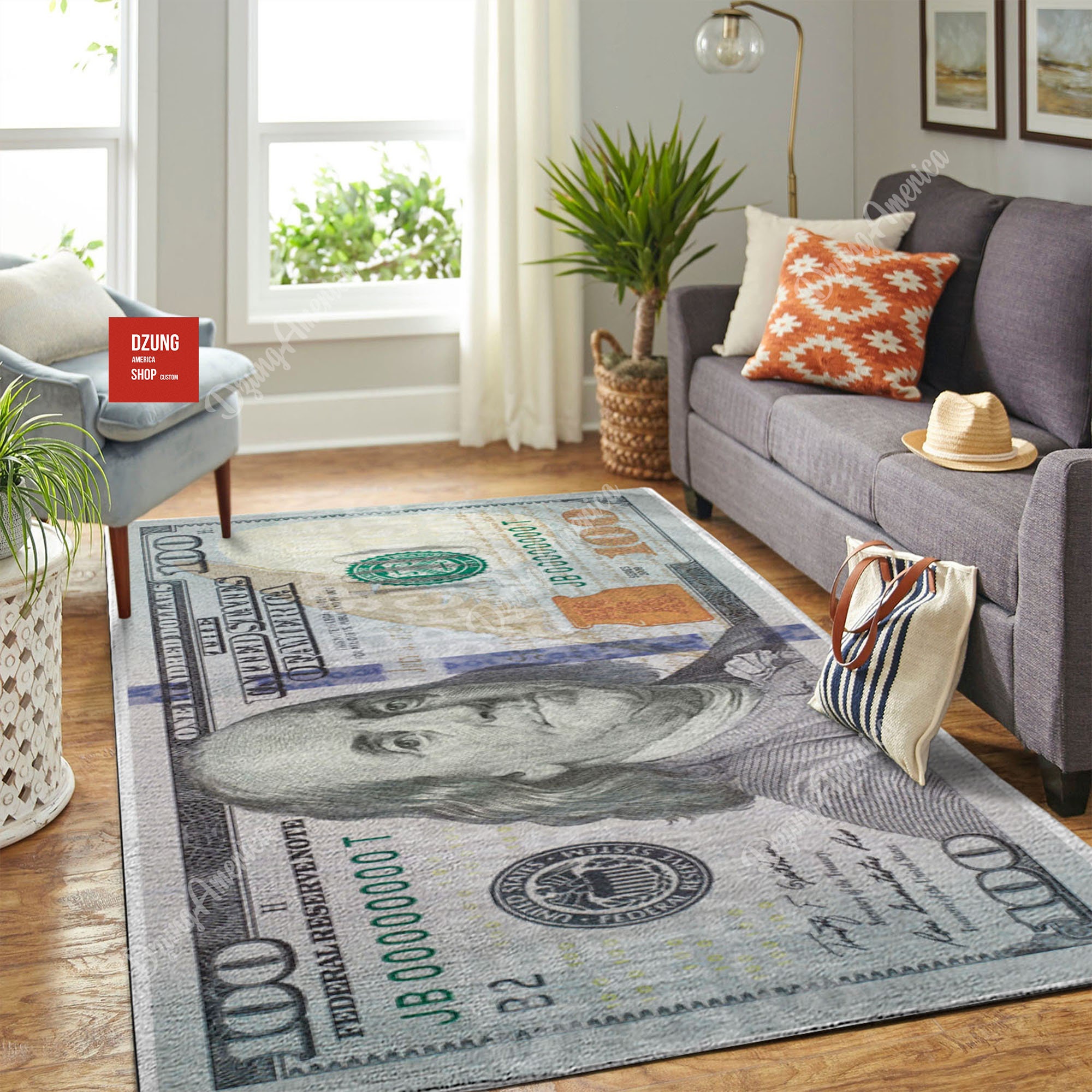 100 Dollar Bill Rug Money Rug Unique Money Rug Dollar Etsy