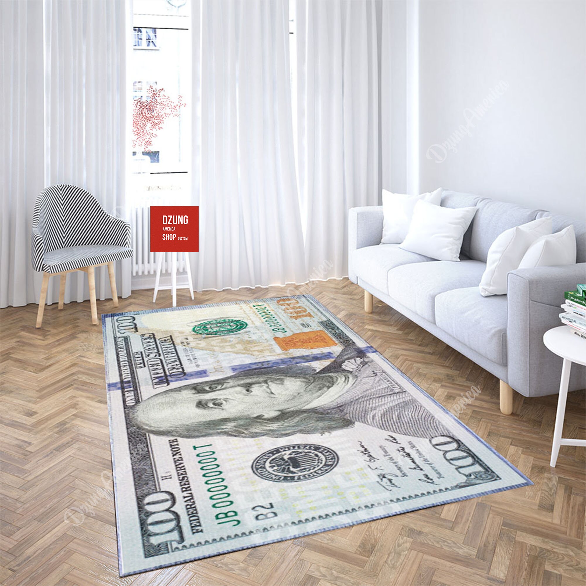 100 Dollar Bill Rug Money Rug Unique Money Rug Dollar Etsy