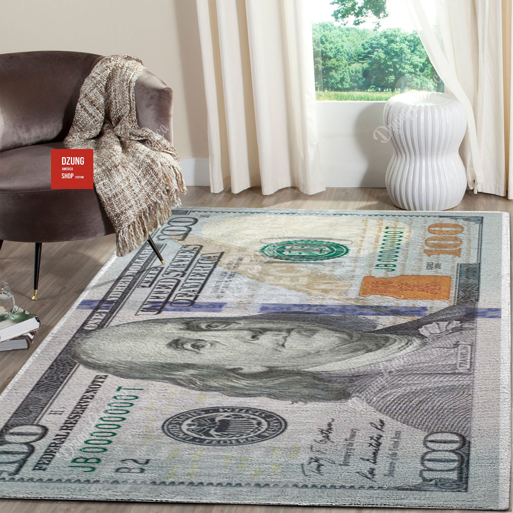 100 Dollar Bill Rug Money Rug Unique Money Rug Dollar Etsy