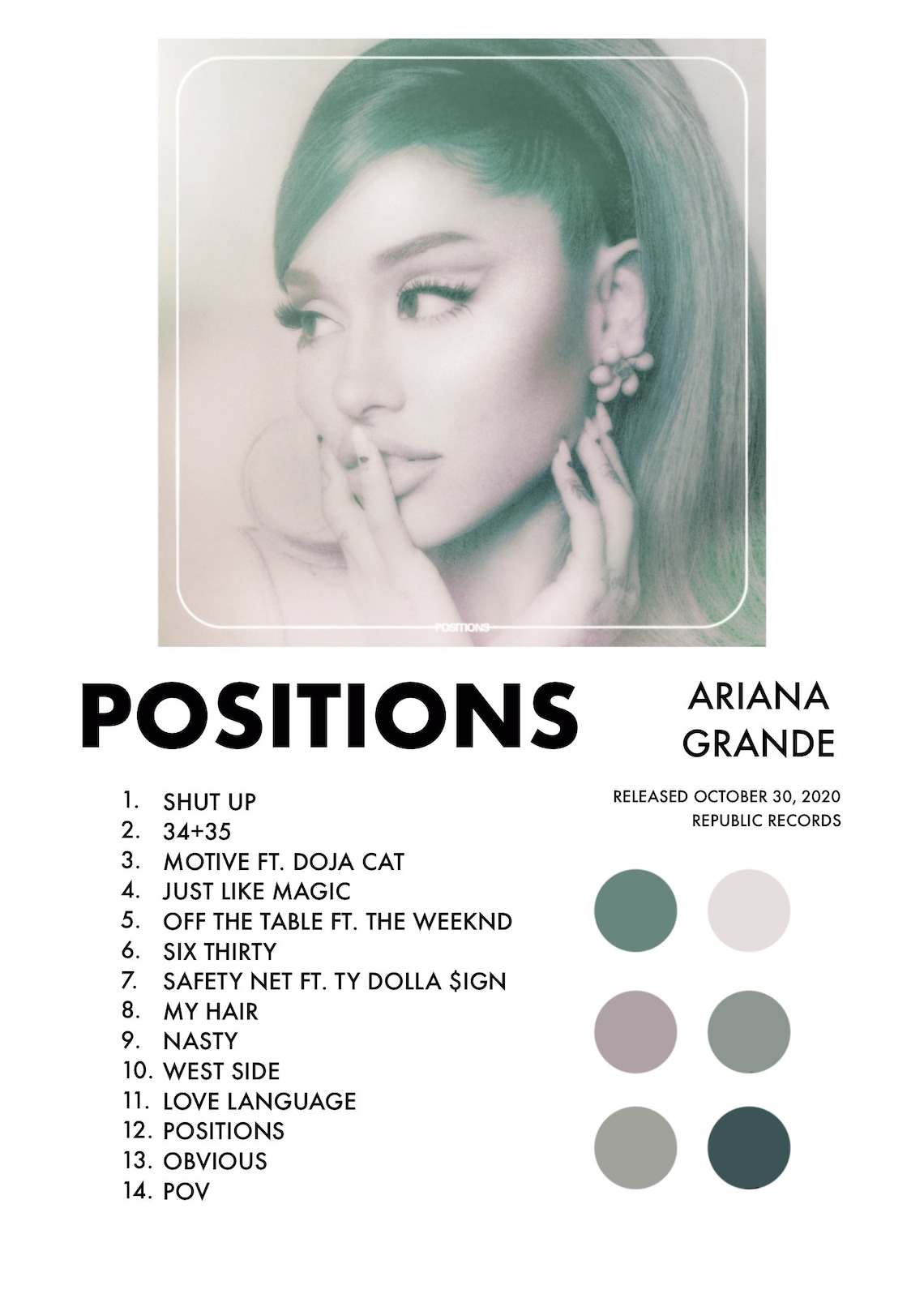 Ariana Grande Positions Album Art with Circle colors Etsy