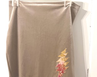 Golden Velvet Mini Skirt with Lighting Bolt - Size M
