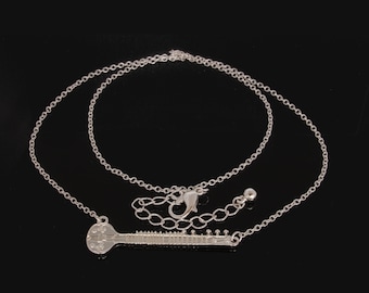 Indian Sitar Musical Instrument Silver Plated Necklace