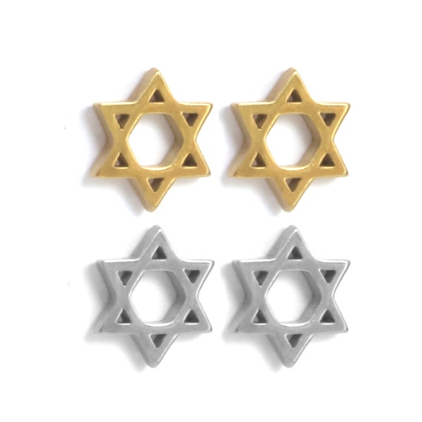 Gold Silver Zionist Jewish Star of David stud earrings