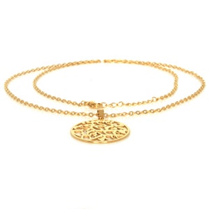 Gold Round Shema Yisrael Pendant Necklace image 2
