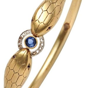 Natural Sapphire Snake Bracelet 925 Sterling Silver