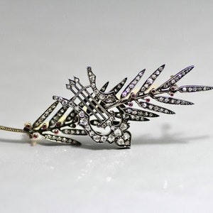 Handmade Antique Rose cut Diamond Brooch 925 Sterling Silver