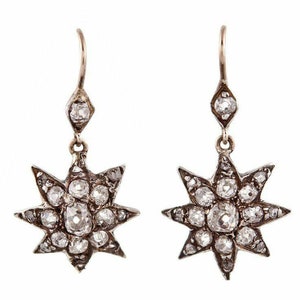 Victorian Natural Rose Cut Diamond Earrings Handmade 925 Sterling Silver