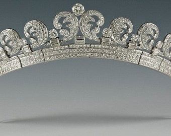 Handmade Antique 925 Sterling Silver Bridal Tiara CZ Zircon