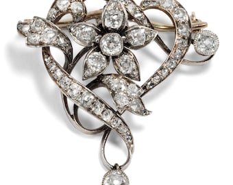 Old Floral Antique Brooch Mossanite Diamond Studded Handmade In India