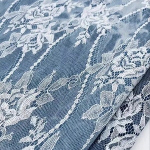 Lace Blue Denim Fabric, Washed Cotton Denim Fabric, Jean Fabric, Apparel Fabric, By The Half Yard