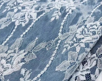 Tela vaquera azul con encaje, tela vaquera de algodón lavado, tela vaquera, tela para prendas de vestir, por media yarda