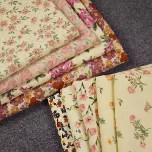 Floral Corduroy Fabric, Print Colorful Flowers Plant Corduroy Fabric, Home Decoration Fabric, Dresses Fabric, DIY Fabric, By the Half Yard