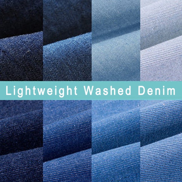 Lightweight Denim Fabric, Washed Denim Fabric, 100% Cotton Denim Fabric, Sewing, Apparel Fabric, Jeans  Fabric, By The Half Yard