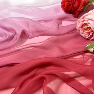 Ombre-chiffonstof op maat gesneden, ombre-stof, chiffonstof, doorschijnende stof, jurkstof, kledingstof, jurkstof