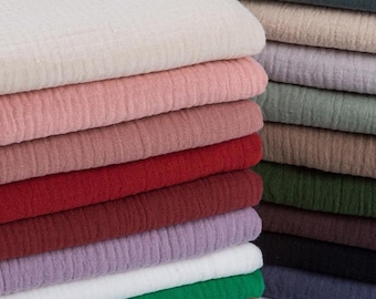 Gaze de coton, Double gaze de soie pure, Tissu pour bébés, Tissu pour habillement, Tissu doux, Vendu par demi-mètre