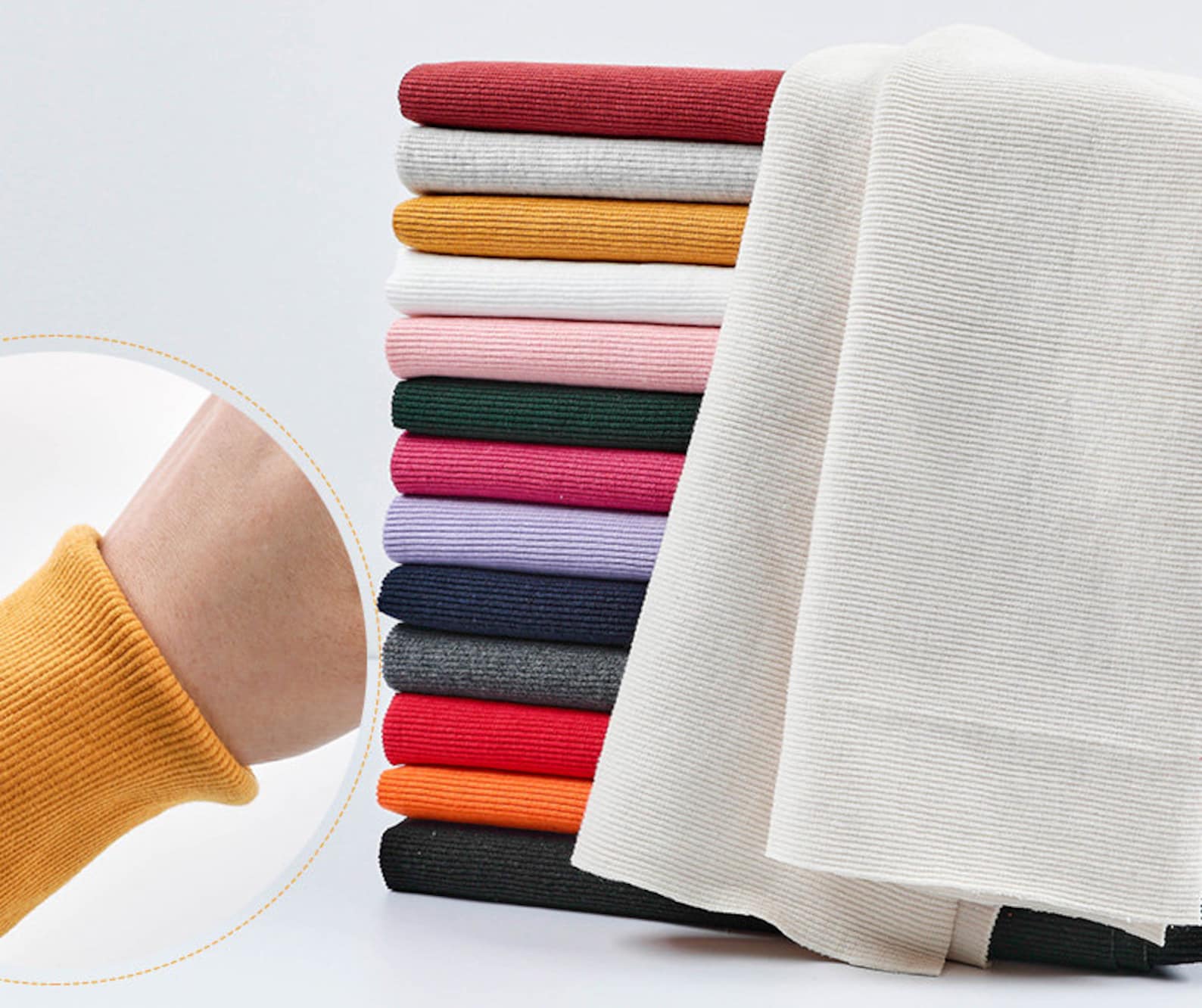 Ribbing Knit Fabric Stretch Ribbing Fabric Cotton Fabric Etsy