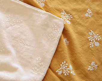 Geborduurde bloemenkatoen, Japanse stof, geborduurde stof, quiltstof, designerstof, jurkstof, op maat gesneden