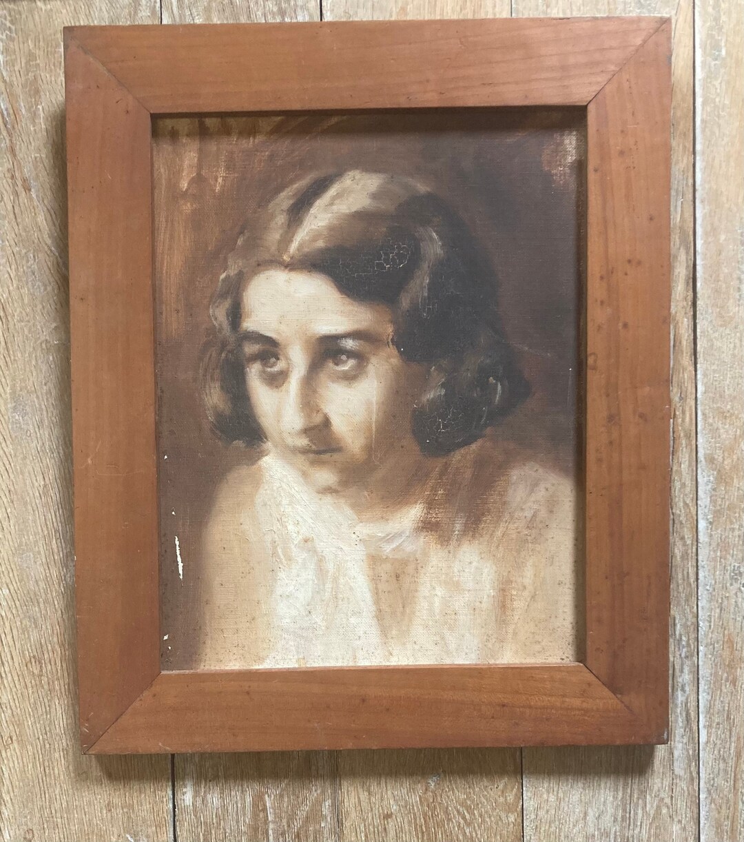 Portrait of a Young Woman. Vintage French Art. Etsy