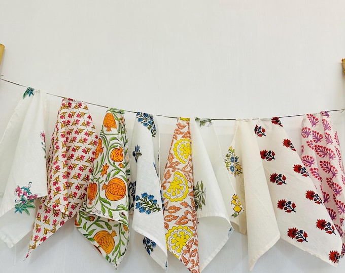 Hand Block Print Cotton Napkins - Mix & Match Reusable Table Linens