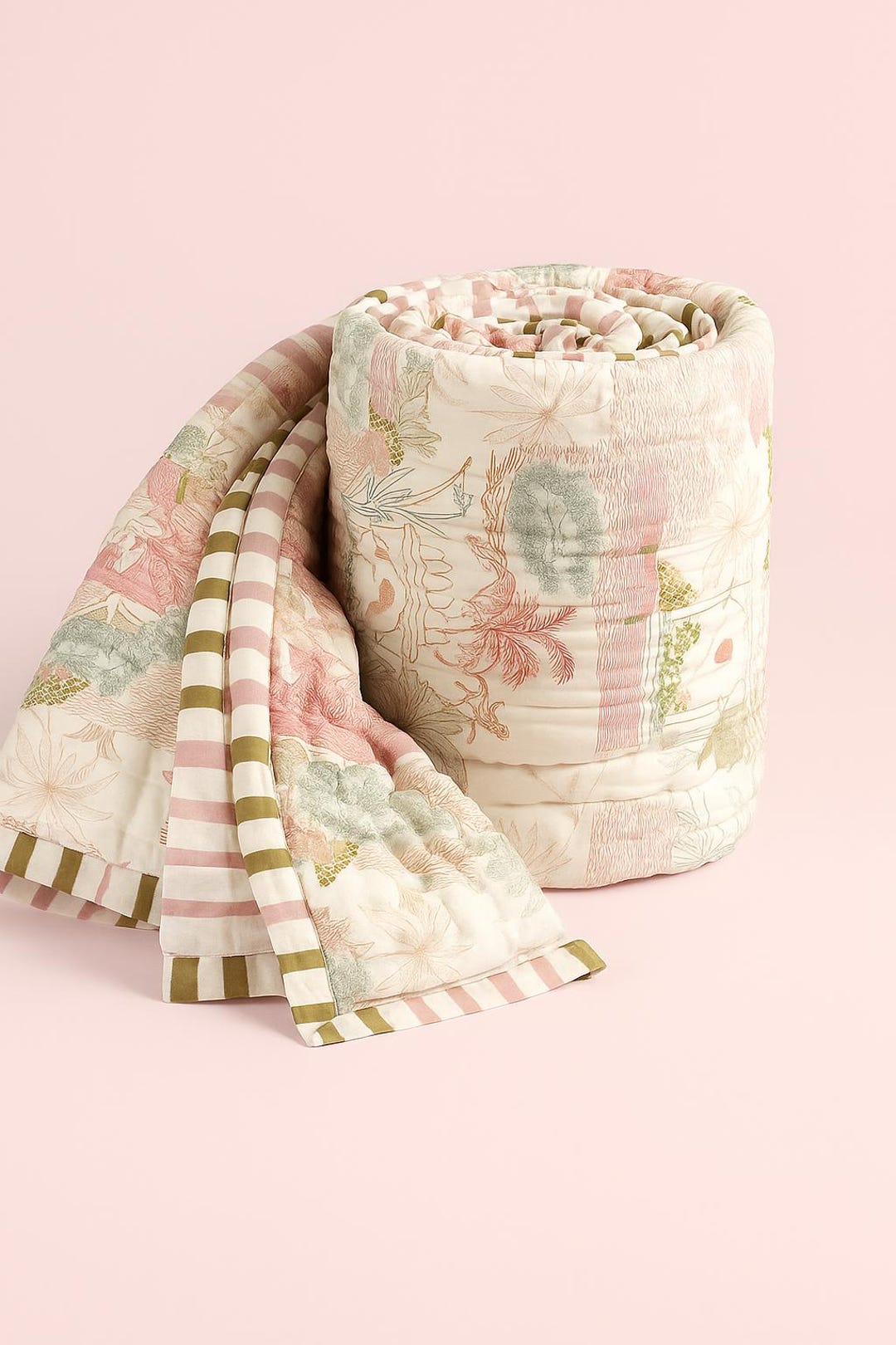 Handmade Floral Print Bedspread - Queen US/CA