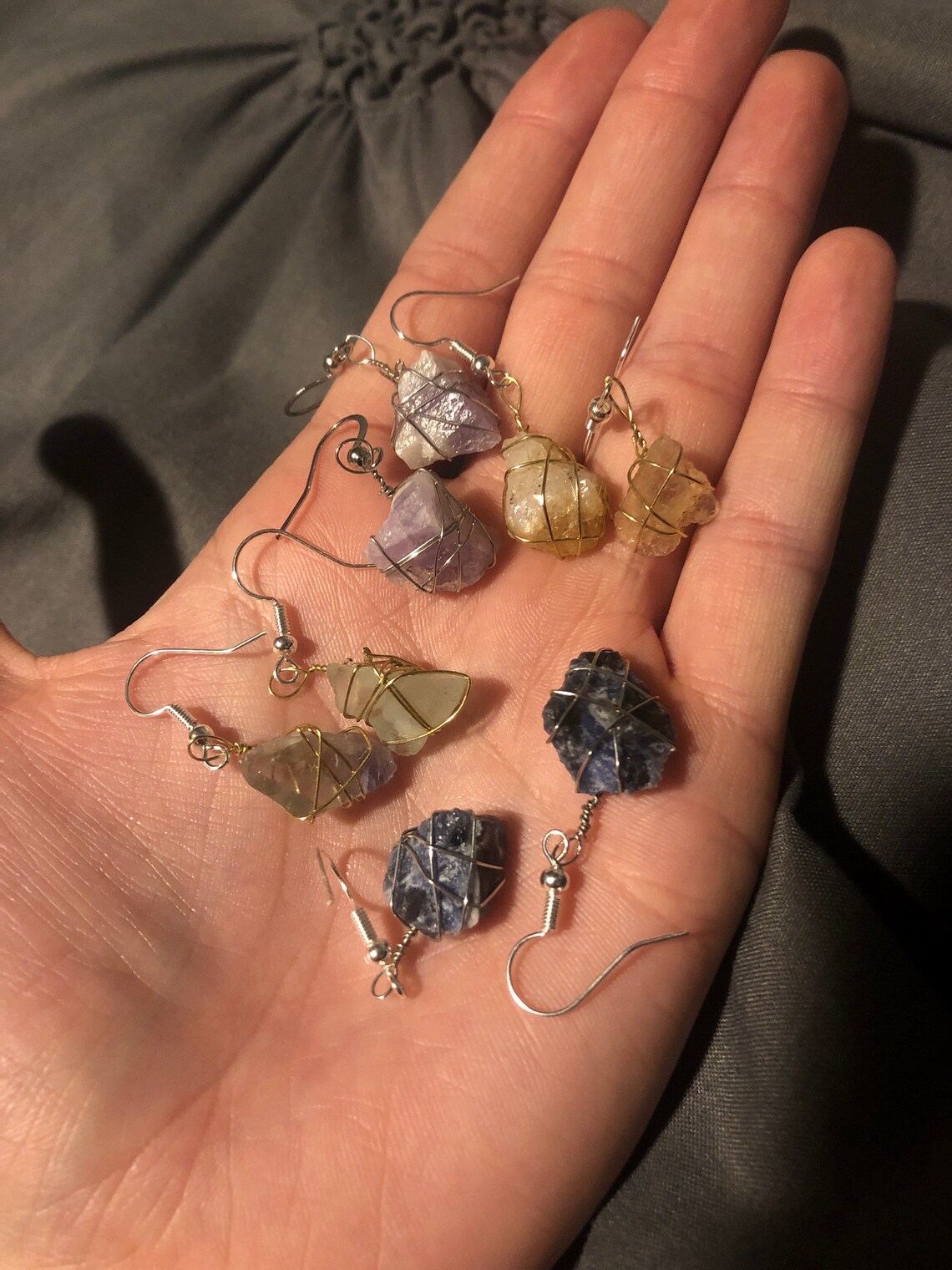 Raw Gemstone Earrings Etsy