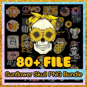 Combo 80+ Paquete PNG de calavera de girasol, svg de girasol, svg de calavera, svg de calavera floral, svg de calavera de girasol, svg de calavera de girasol, archivo de corte de calavera.
