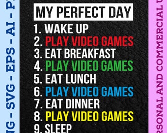Eat Sleep Play Video Games Repeat SVG, Gamer Cricut Design (Digital Cut File)