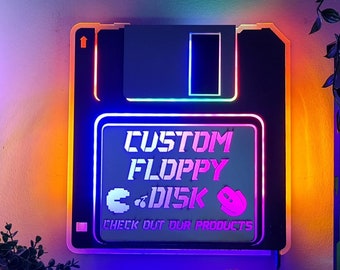 CUSTOM FLOPPY DISK Light Up | Personalized Gift for Gamers, Streamers & Coders | 80s 90s Retro Themed Setup | Gift for Him | Gift for Her