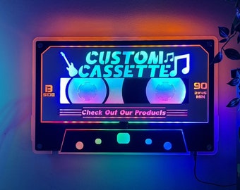 CUSTOM CASSETTE TAPE Night Light | Personalized 80s 90s Retro Themed Wall Decor | Gift for Him | Gift for Her | Unique Anniversary Gift |