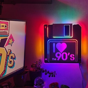 I Love 90s Floppy Disk LED Wall Sign - Retro Neon Decor