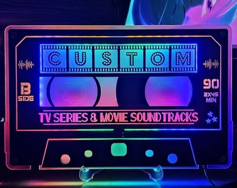 CUSTOM MOVIE & TV Neon Light – Personalized Soundtrack Cassette | Home Theater and Cinephile Gift