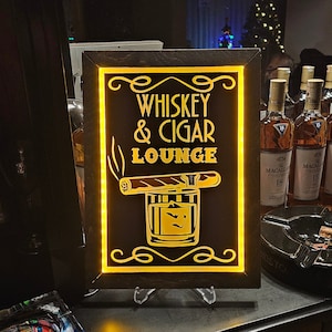 Premium Whiskey and Cigar Lounge Sign | Gift for Dad | Gift for Husband | Gift for Him | Personalized Sign