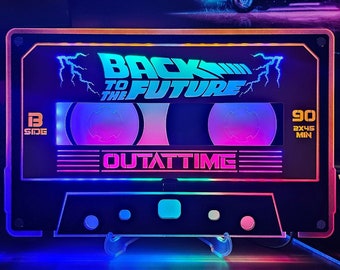 Back to the Future Neon Cassette – 80s Movie LED Sign | Sci-Fi Room Decor | Retro Time Travel Gift