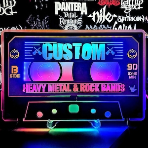 Luz de neón de heavy metal personalizada: casete LED personalizado / Letrero único de banda de metal / Regalo para rockeros y metaleros
