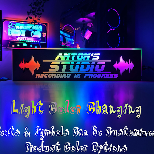 Personalisierte Musikaufnahme Studio Light Up | Individuelles Audio-Mischraumschild | Geschenk für Ihn | Personalisiertes Namensgeschenk | Geschenk für Musiker & DJ