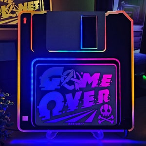 Game Over Sign: Lighted Floppy Disk Decor for Game Room