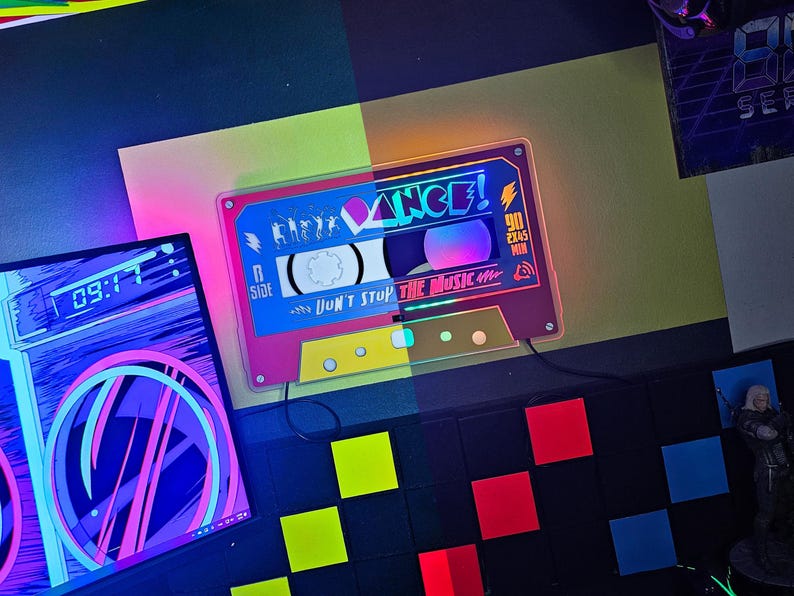 Retro Cassette LED Neon Sign: 80s Pop Art Decor - Etsy