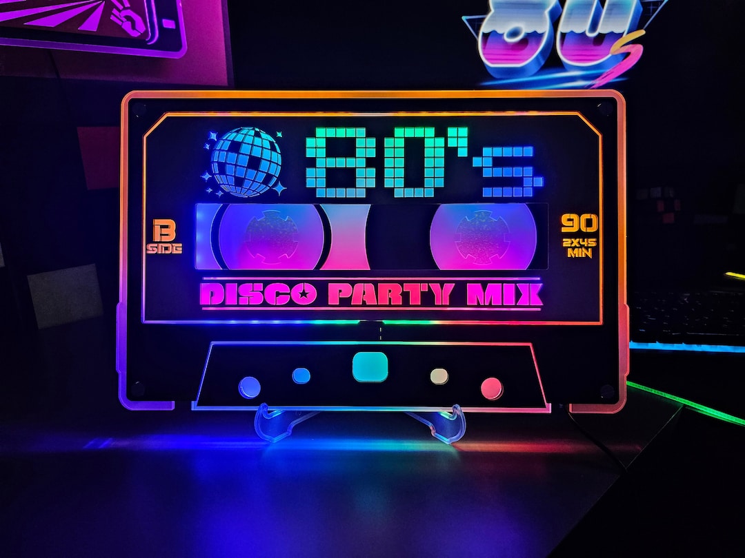 昭和　ファンシー　Candy Kiss カセットラック　スケボー　おまけ付き 80s Disco Cassette Tape Neon Night Light: Custom Song Name - Etsy