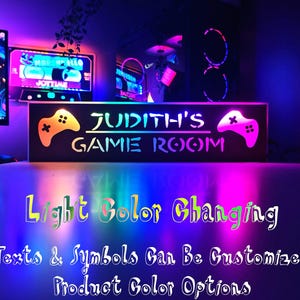 Letrero LED personalizado que cambia de color para sala de juegos: regalo para gamers